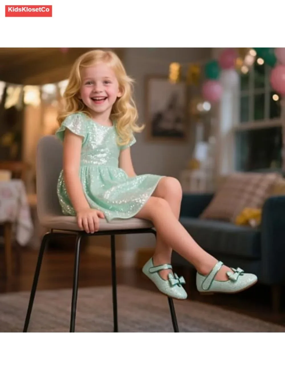 Girls Mary Jane Ballet Flats - Sparkly Shoes for Fancy Wedding